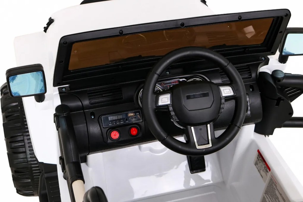 Ramiz Detský terénny biely džíp na batérie + diaľkové ovládanie + svetlá zvuky