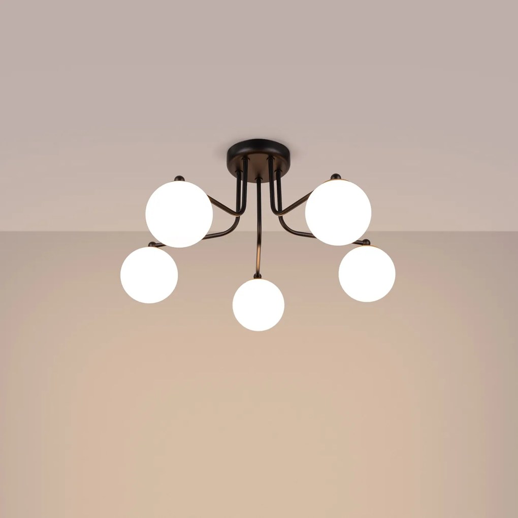 Stropné svietidlo Astral, 5x biele sklenené tienidlo, b