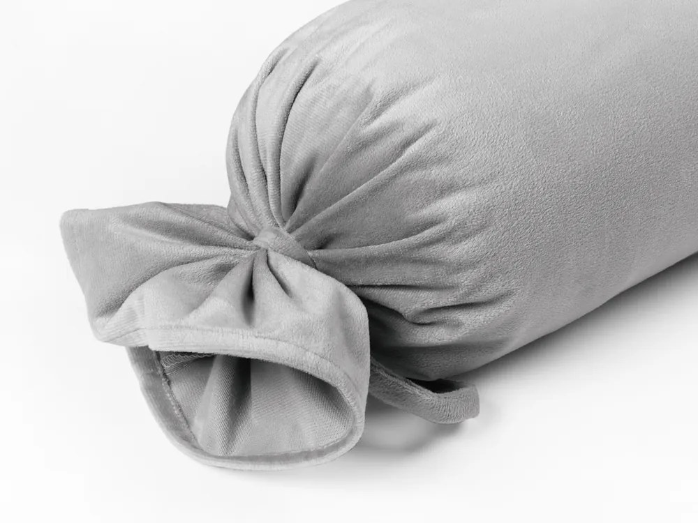 Biante Zamatový vankúš valec bonbon Velvet Prémium SVP-027 Svetlo sivý 15x80 cm