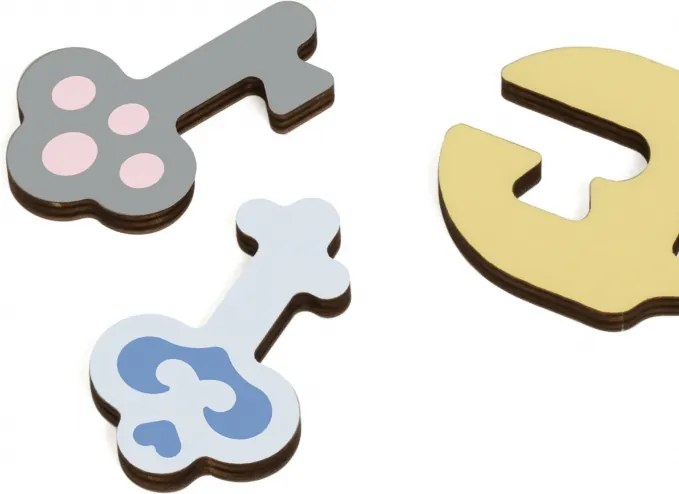 Drevené senzorické puzzle Montessori – zámky a kľúče