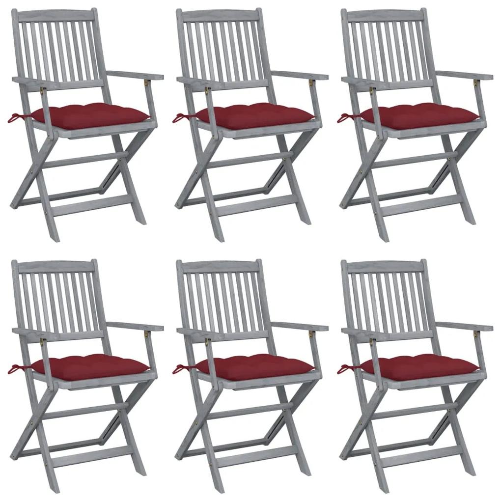 Skladacie vonkajšie stoličky s podložkami 6 ks akáciový masív 3065431