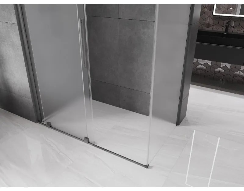 Mexen Velar, sprchový kút s posuvnými dverami 160 x 70 cm, 8mm sklo námraza, grafit brúsený, 871-160-070-31-66