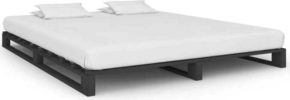 Paletový posteľný rám sivý 160x200 cm masívne borovicové drevo