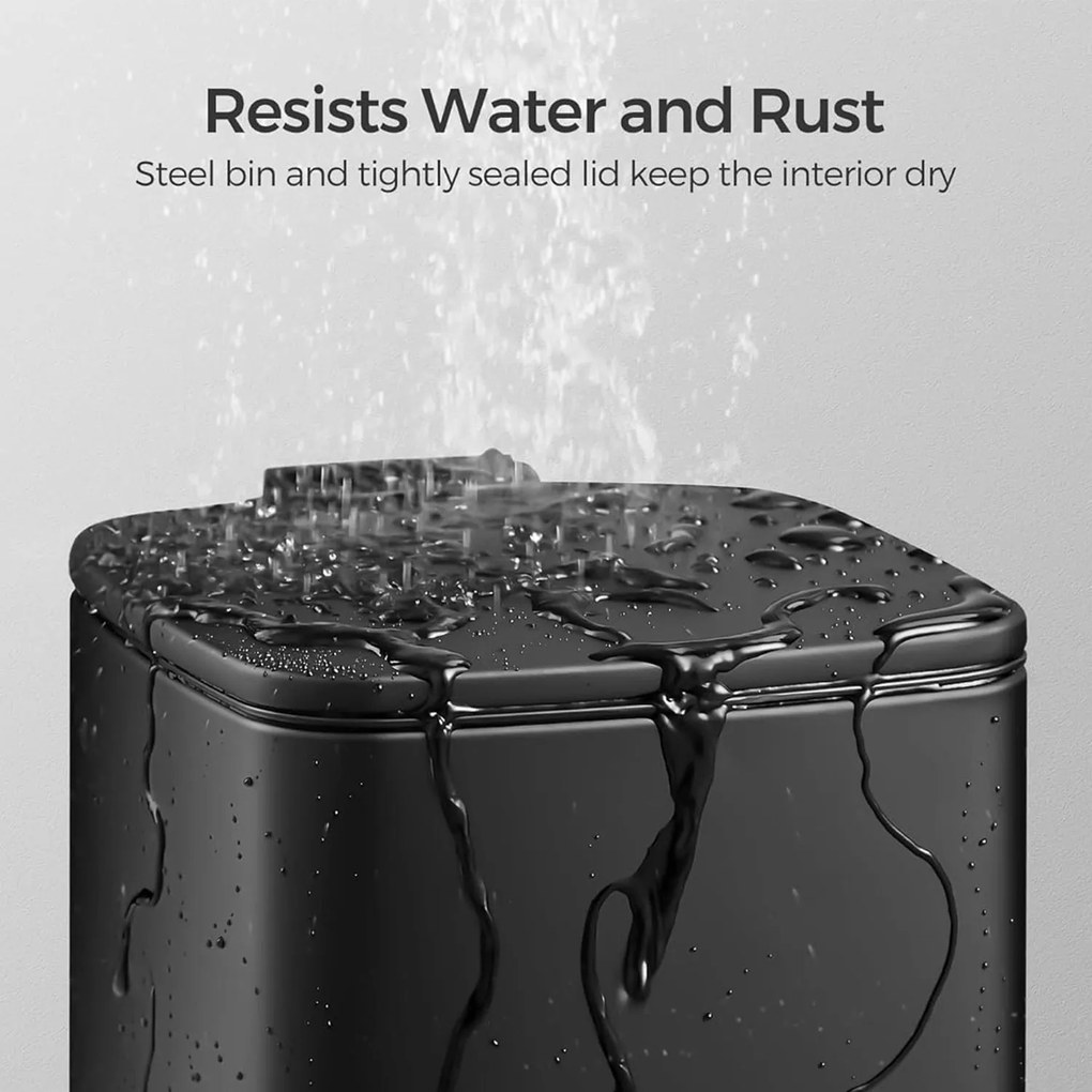 Kúpeľňový kôš, 6L malý odpadkový kôš, pedálový, čierny