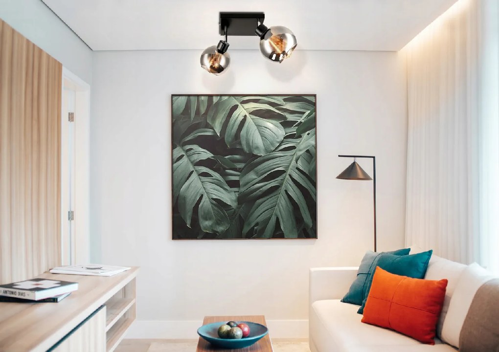 BERGE Sklenená LED stropná lampa 2xE27 - dymová guľa
