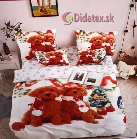 Sendia Textil CHRISTMAS DOGS foto obliečky 140x200 cm 3 Set Balenie Rozmer obliečok: 140x200 cm, Obsah balenia: 3 Set Balenie