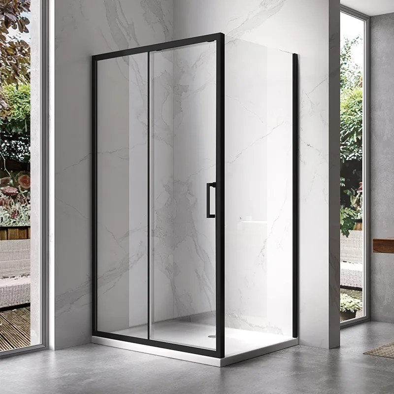 BPS-koupelny Obdĺžnikový sprchovací kút HYD-OK104B 110x90 čierna/transparent + vanička HYD-OSV-ST04B biela