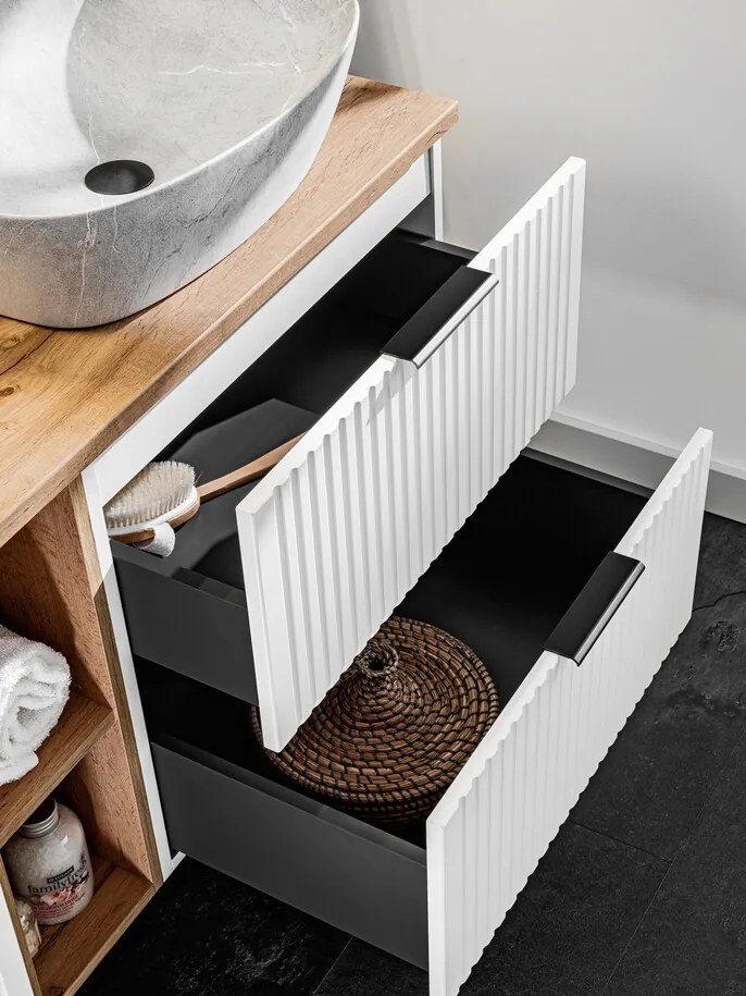 Závesná skrinka Casad Nature s doskou 60 cm biela/dub wotan