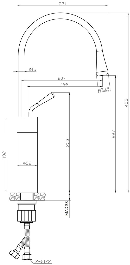 Invena Stone, vysoká umývadlová batéria h-455, biela-medená, INV-BU-33-W18-V