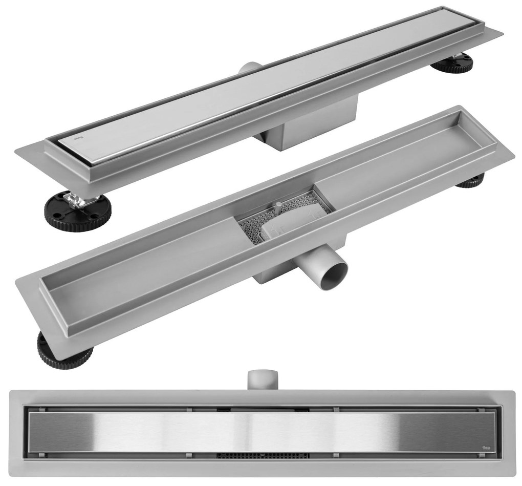 Rea Neox, odtokový sprchový žľab 80 cm, brúsená oceľ, REA-G2503