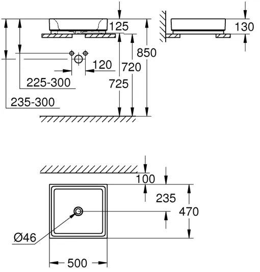 GROHE 3948100H - Umývadlo CUBE 500 × 470 mm keramika/biela