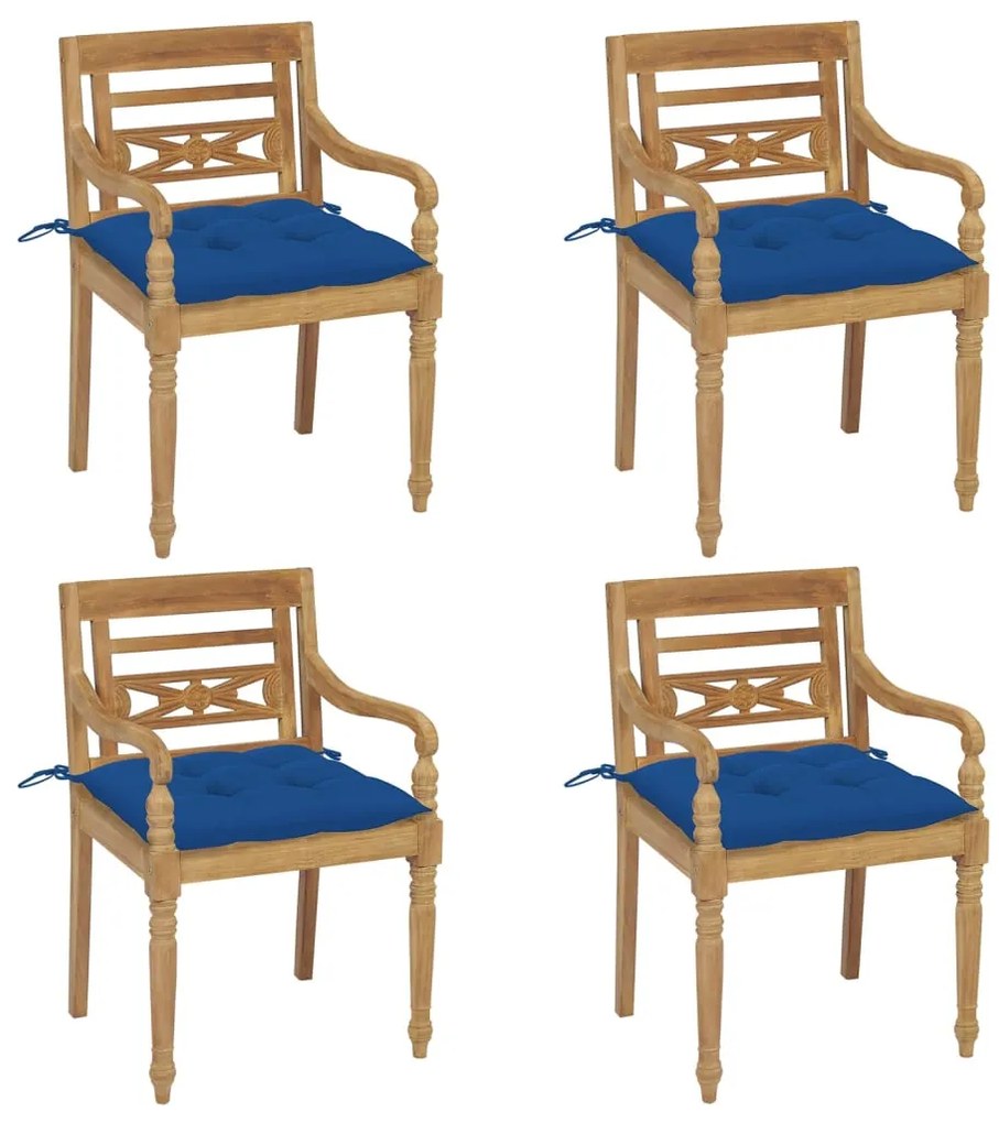Stoličky Batavia s podložkami 4 ks tíkový masív 3073320