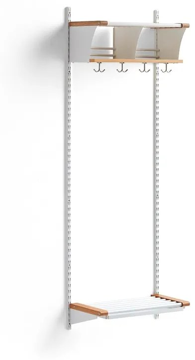 Vešiaková stena JEPPE s 2 priehradkami, základná sekcia, 1790x600x310 mm, biela/dub