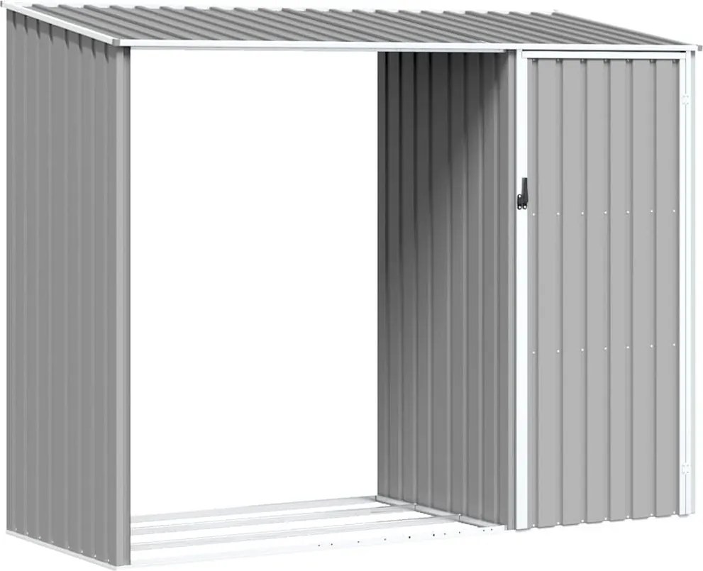 vidaXL Záhradná kôlňa na palivové drevo sivá 245x98x159 cm pozinkovaná oceľ