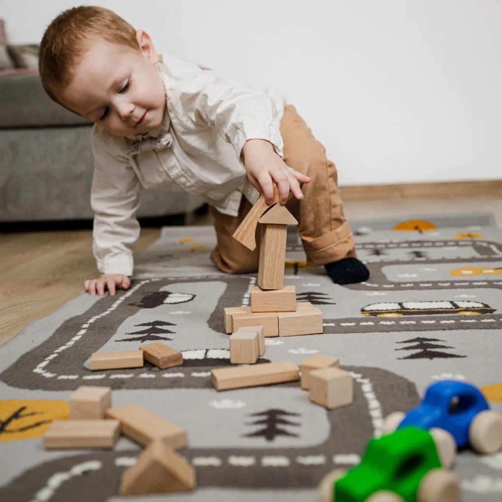 Hanse Home, DOPREDAJ: 80x150 cm Detský koberec Adventures 104535 Grey/mustard, 80x150, šedá, detská izba