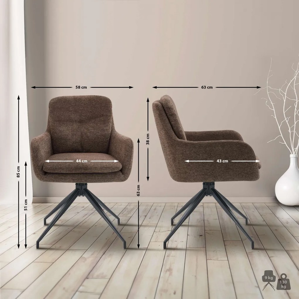 Jedálenská stolička Pickett - látka - hnedá