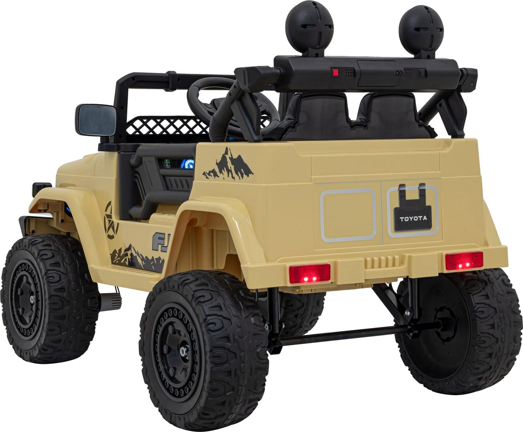 Ramiz Toyota FJ Cruiser pre deti béžová + diaľkové ovládanie + pohon 4x4 + LED audio + EVA + pomalý štart