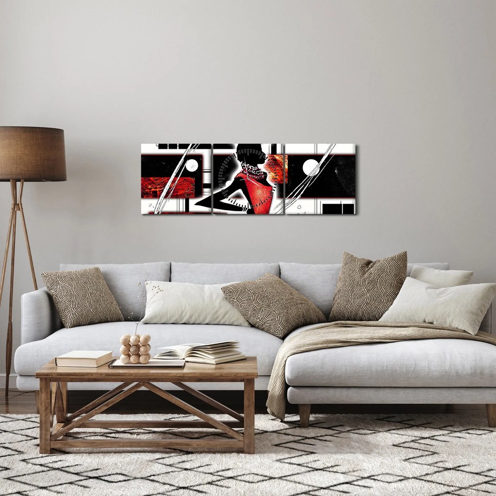 Obraz maľby starovekej dámy (s hodinami) (90x30 cm)
