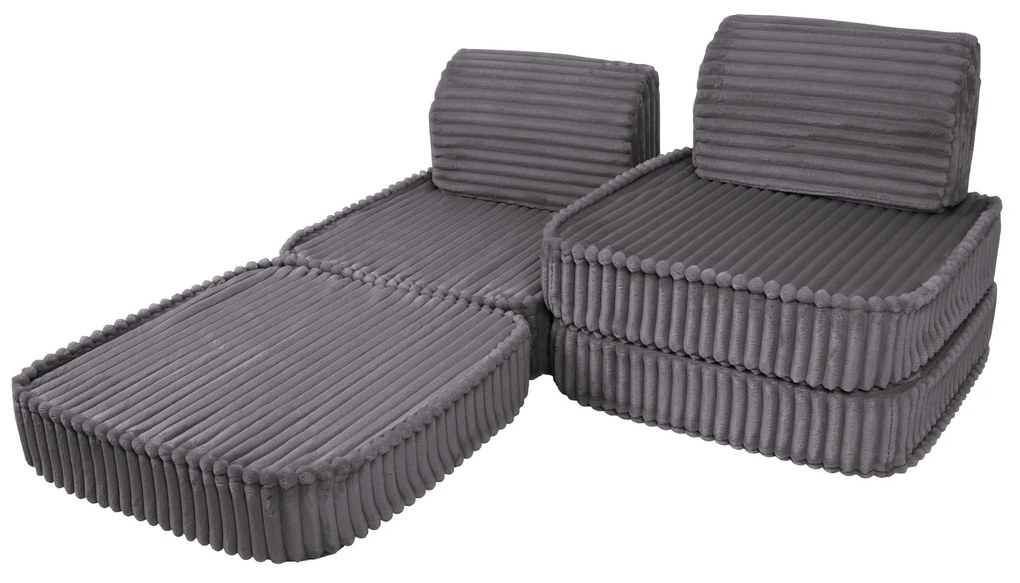 MeowBaby® Churros detská pohovka Basic, Jurassic Grey