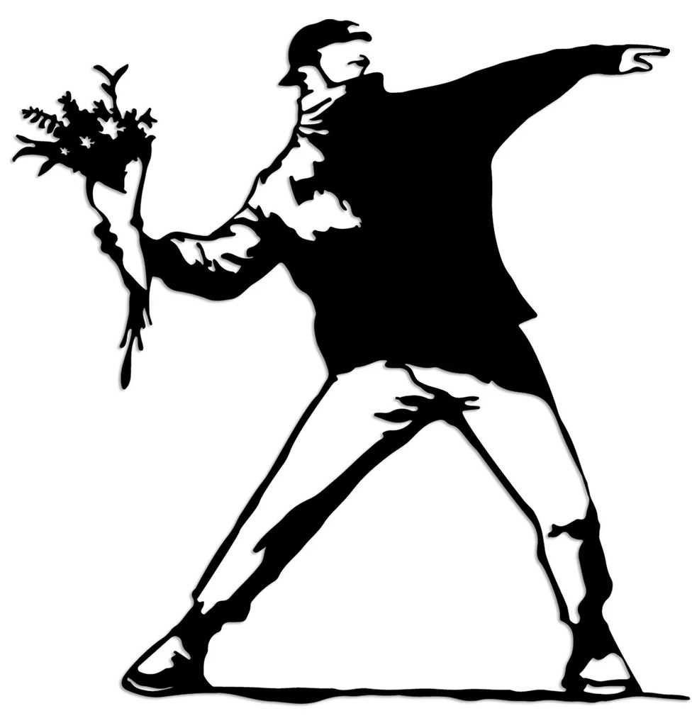 Nástenná kovová dekorácia Banksy Metal 01 čierna