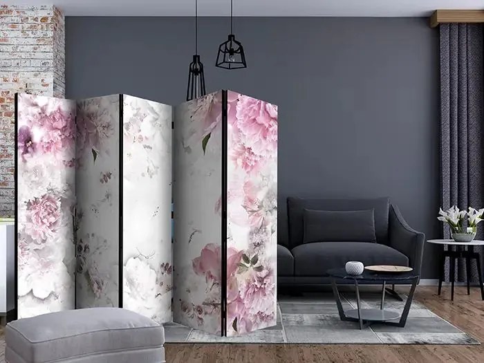 Paraván - Dancing peonies II [Room Dividers] Veľkosť: 225x172, Verzia: Akustický