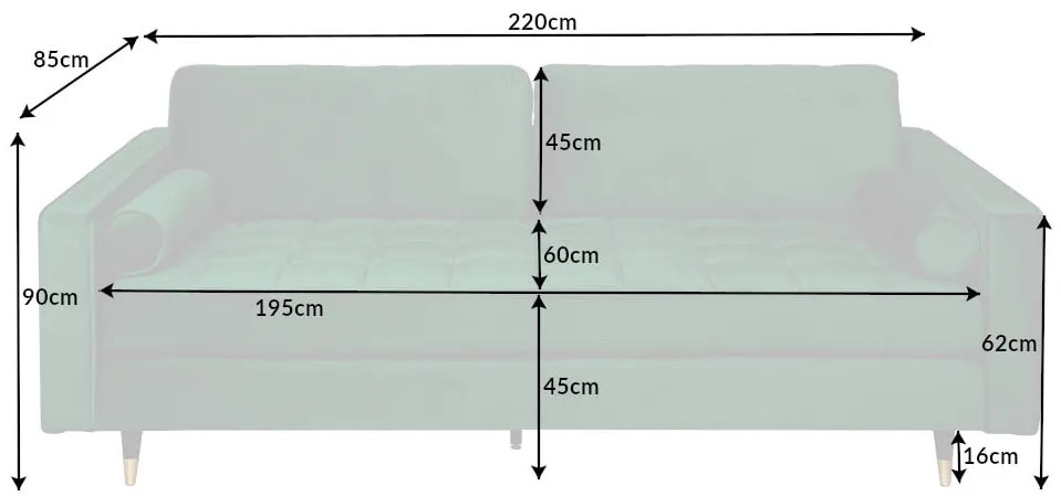 Trojmiestna pohovka COZY VELVET 220cm smaragdovo zelená