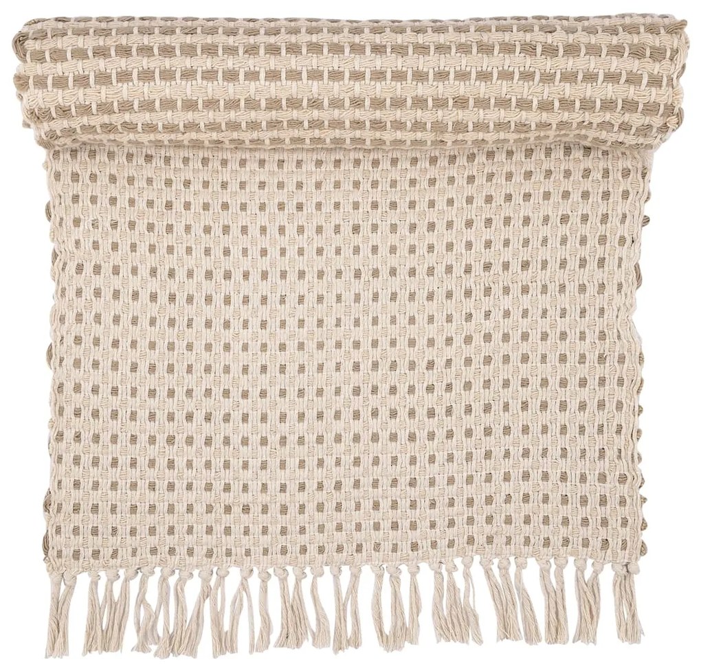 GREEN GATE Bavlnený behúň na stôl Woven Sand 45 × 150 cm
