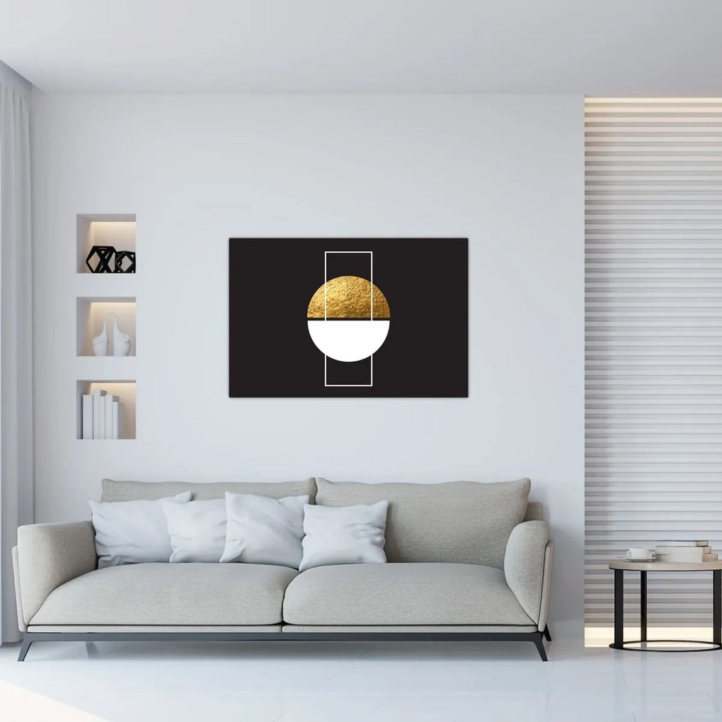 Obraz - Abstrakcia zlatá a čierna N⁰1 (90x60 cm)