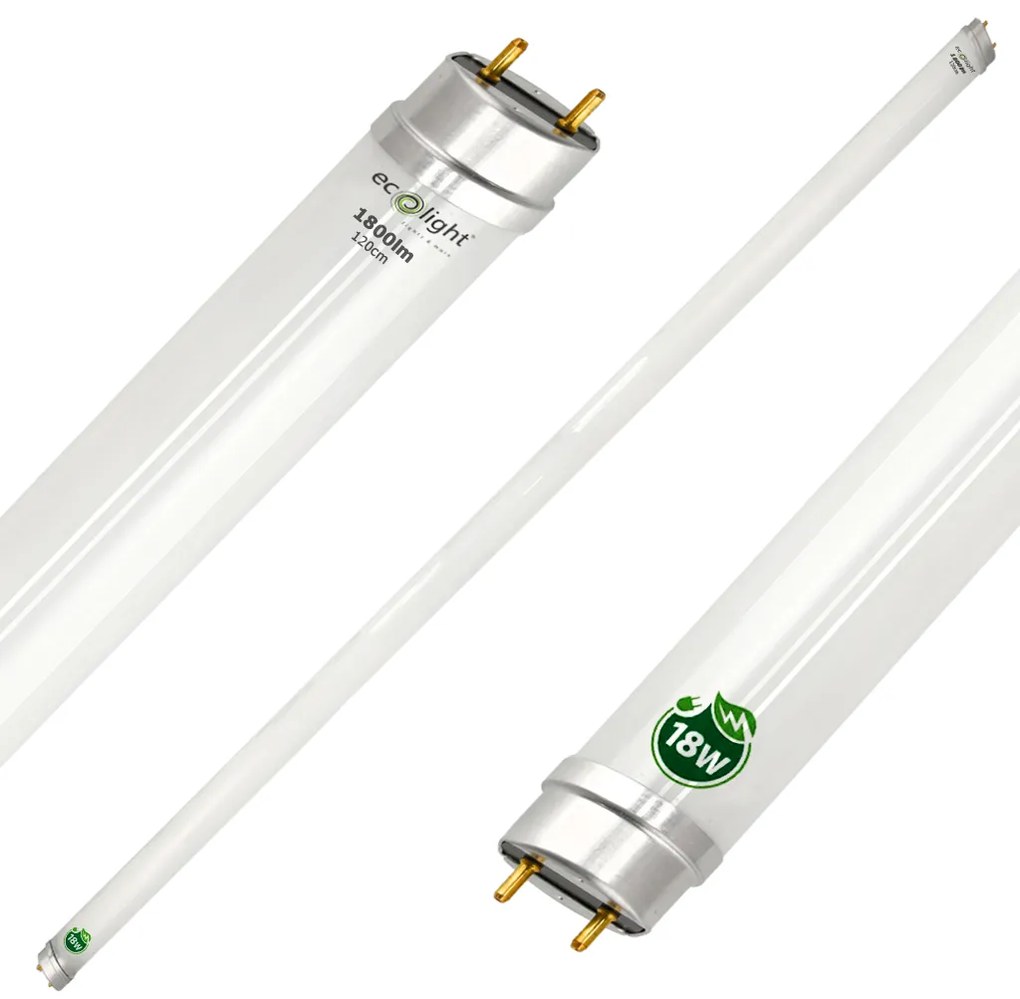 Svietidlo ECOlight + 2x LED trubica - G13 - 120cm - 18W - 1800lm studená biela - SADA