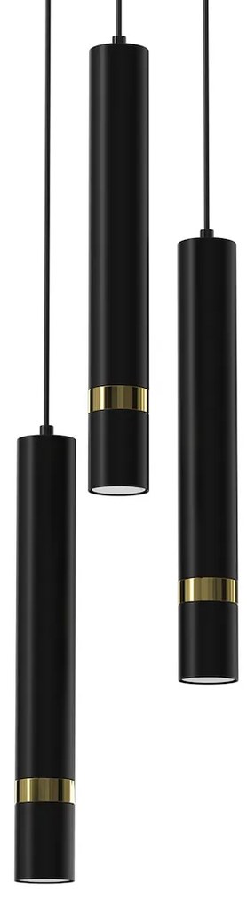 Závesné svietidlo Joker, 3x zlaté/čierne kovové tienidlo, b, o