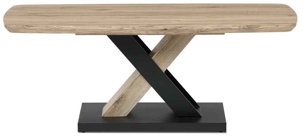 Autronic - Stůl konferenční 120x60, MDF deska, 3D dekor dub san remo, kovové nohy, černý lak. - CT-W1570 SRE AKCE