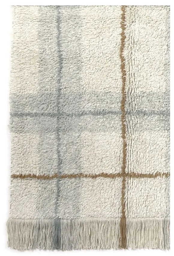 Krémový/šalviovozelený prateľný/ručne tkaný bavlnený koberec 140x190 cm Tartan Blue Sage – Lorena Canals