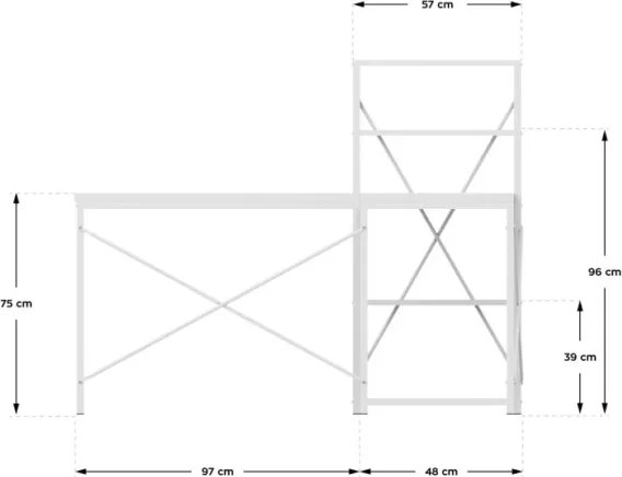 Rohový pracovný stôl s policami Leader 5.9 biely