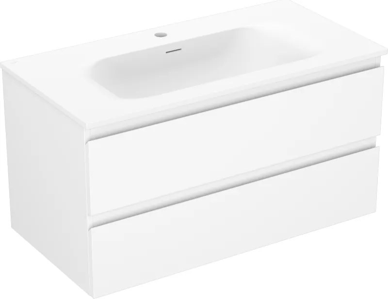 Mexen Orio, kúpeľňová skrinka 90 cm s umývadlom Vela, 2 zásuvky, biela matná, 91A10-09047-2-BFF01-W23M01