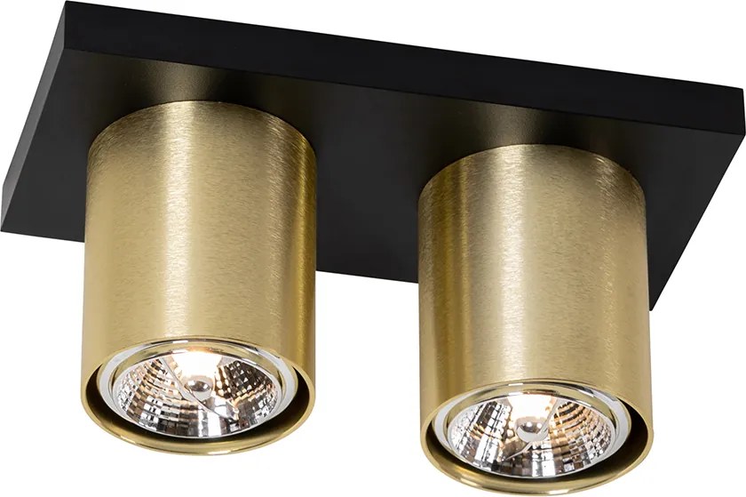 Moderné stropné bodové svetlo čierne so zlatom 2-svetlo - Tubo