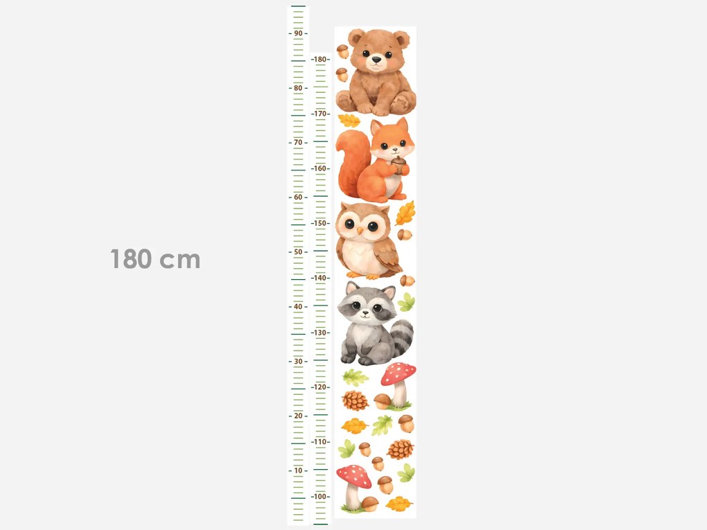 Meter lesné mláďatá textilní prelepiteľné nálepky na stenu výška 160 cm