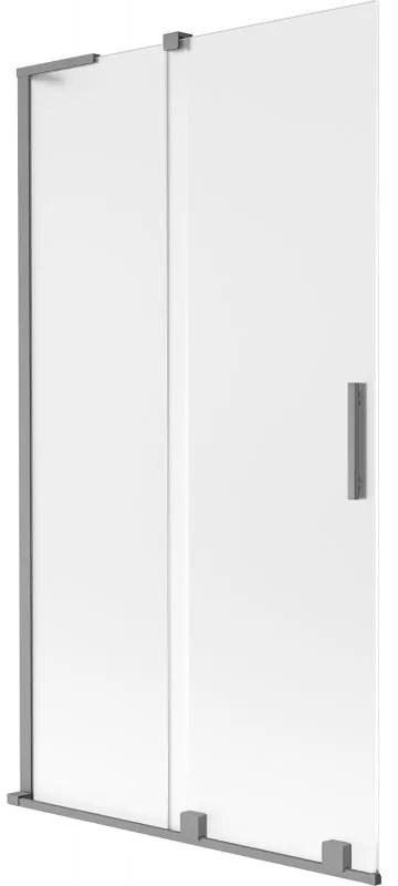 Mexen Velar L, 2-krídlová posuvná vaňová zástena 100 x 150 cm, 8mm sklo námraza, grafitová, 896-100-003-31-95