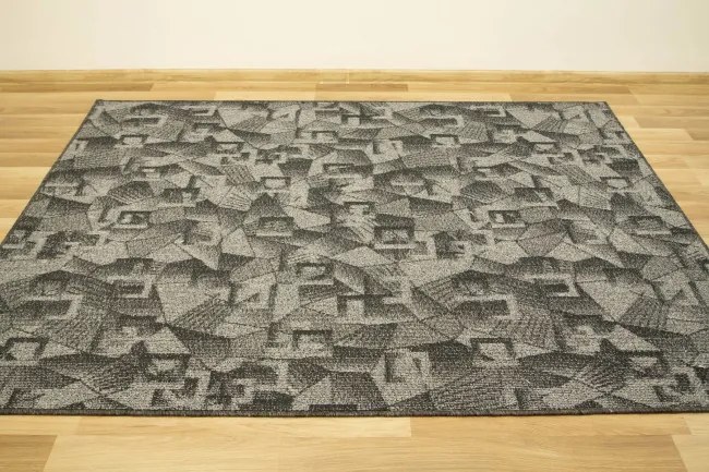 Metrážny koberec Flamingo 74 tmavo sivý / čierny