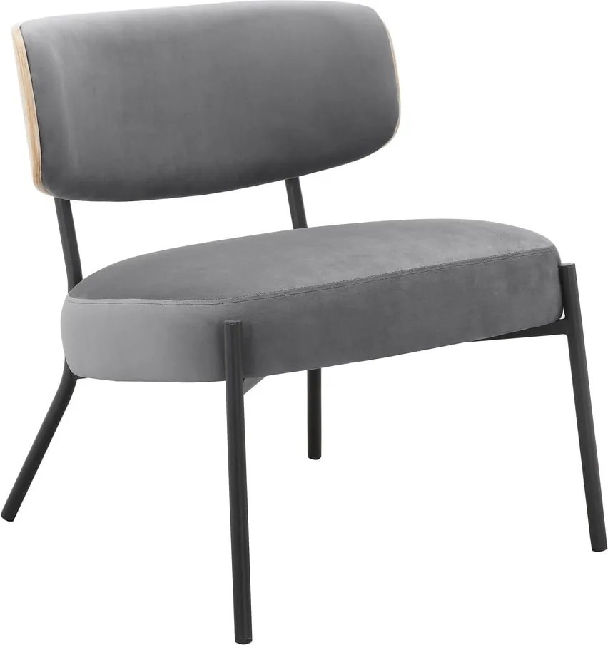 Sivé zamatové kreslo s podnožkou Jerry – Støraa
