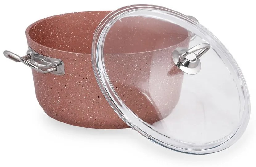 Ružový hliníkový hrniec s pokrievkou Güral Porselen Classic, ø 24 cm