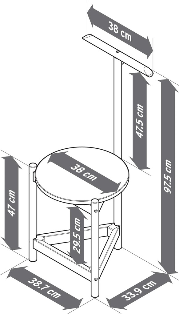 Nemý sluha so stoličkou z masívneho dreva