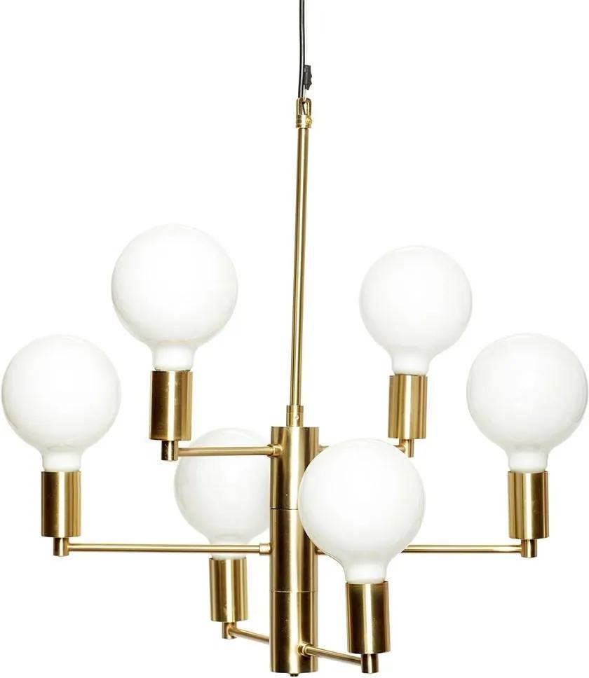 Hübsch Zlatý kovový luster Brass (vrátane 6 LED žiaroviek) | BIANO