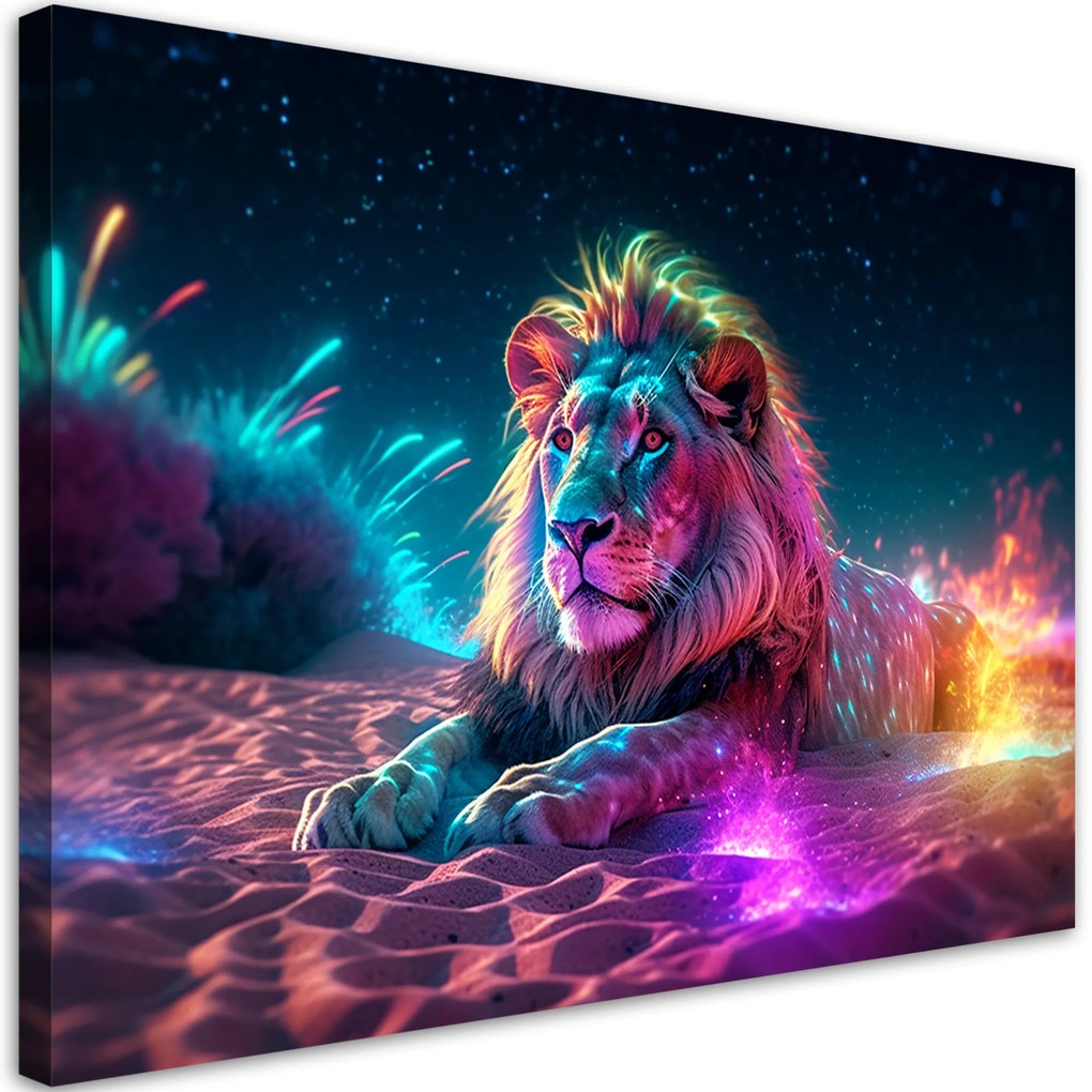 Gario Obraz na plátne Nočná obloha a lev Rozmery: 60 x 40 cm