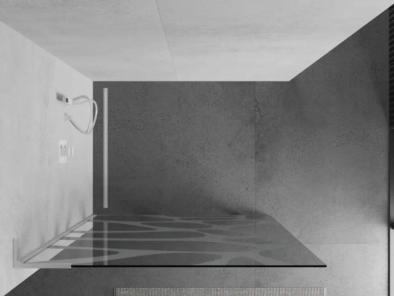 Mexen Kioto L, sprchová zástena Walk-In 80 x 200 cm, 8mm číre sklo biely vzor, biely profil, 800-080-103-20-97