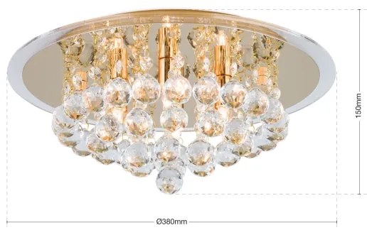 Orion DLU 2378/4/38-Krištáľové str. svietidlo GLORIA 4xG9/40W/230V pr.38 cm zlatá