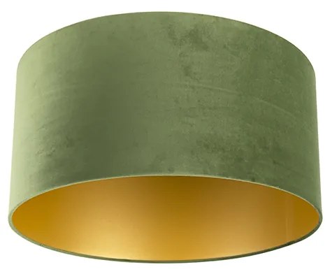 Zamatové tienidlo na lampu zelené 50/50/25 so zlatým interiérom