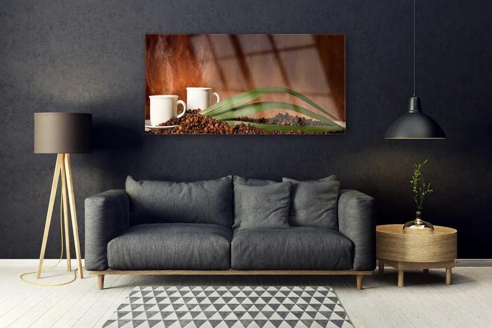 Obraz na akrylátovom skle Šálky káva zrnká kuchyňa 120x60 cm