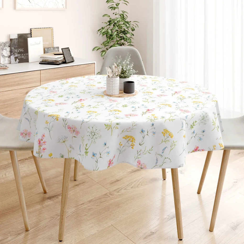 Goldea okrúhly obrus 100% bavlnené plátno deluxe - kvitnúca jar Ø 120 cm