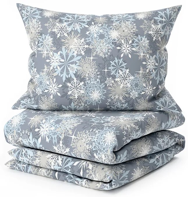 Flanelové obliečky z mikrovlákna SNOWFLAKE modro-sivé Rozmer obliečky: 70 x 90 cm | 140 x 220 cm