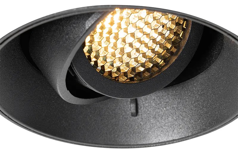 Sada 6 moderných zapustených bodových svetiel čierna GU10 okrúhla bezrámová - Oneon Honey
